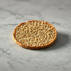 Close-up of crispbread made from raw buckwheat on luxury marble surface, buckwheat, crispbread, cooking, healthy, food
