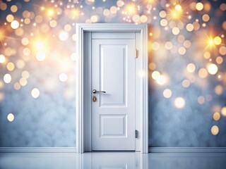Drone view: isolated white door, copy space, white background.