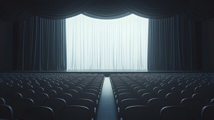 Symmetrical view of white theater seats, symbolizing simplicity and elegance in a cultural environment.