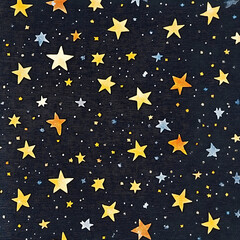 A black and gold star patterned fabric with a star in the center