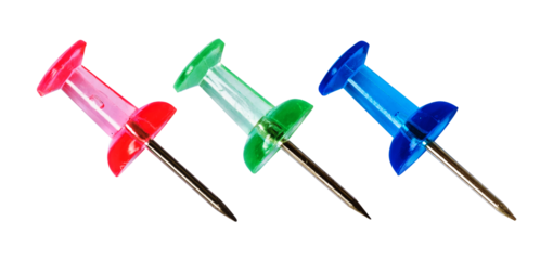 collection of push pin isolated on white