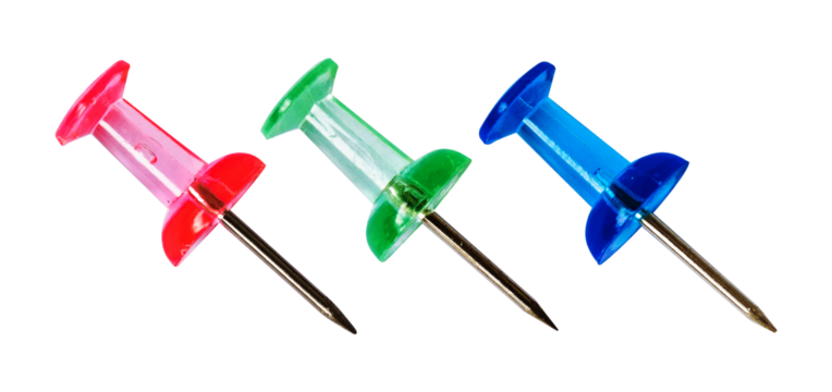 collection of push pin isolated on white