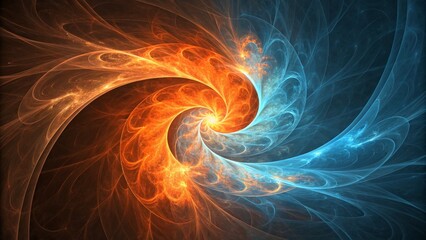 Fototapeta premium Fiery Ice Swirl Fractal Art Composition of Opposing Elements, Abstract Background, Digital Painting Fractal art, Abstract art