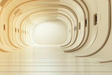Fototapeta premium Futuristic Minimalist Interior with Curved Walls and Soft Lighting in a Sleek Modern Space