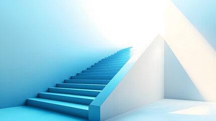 Fototapeta premium Blue Staircase Ascending Towards Light In Modern Setting