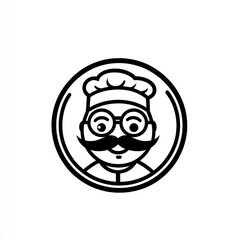 Obraz premium Cartoon chef icon, simple graphic, food logo, professional