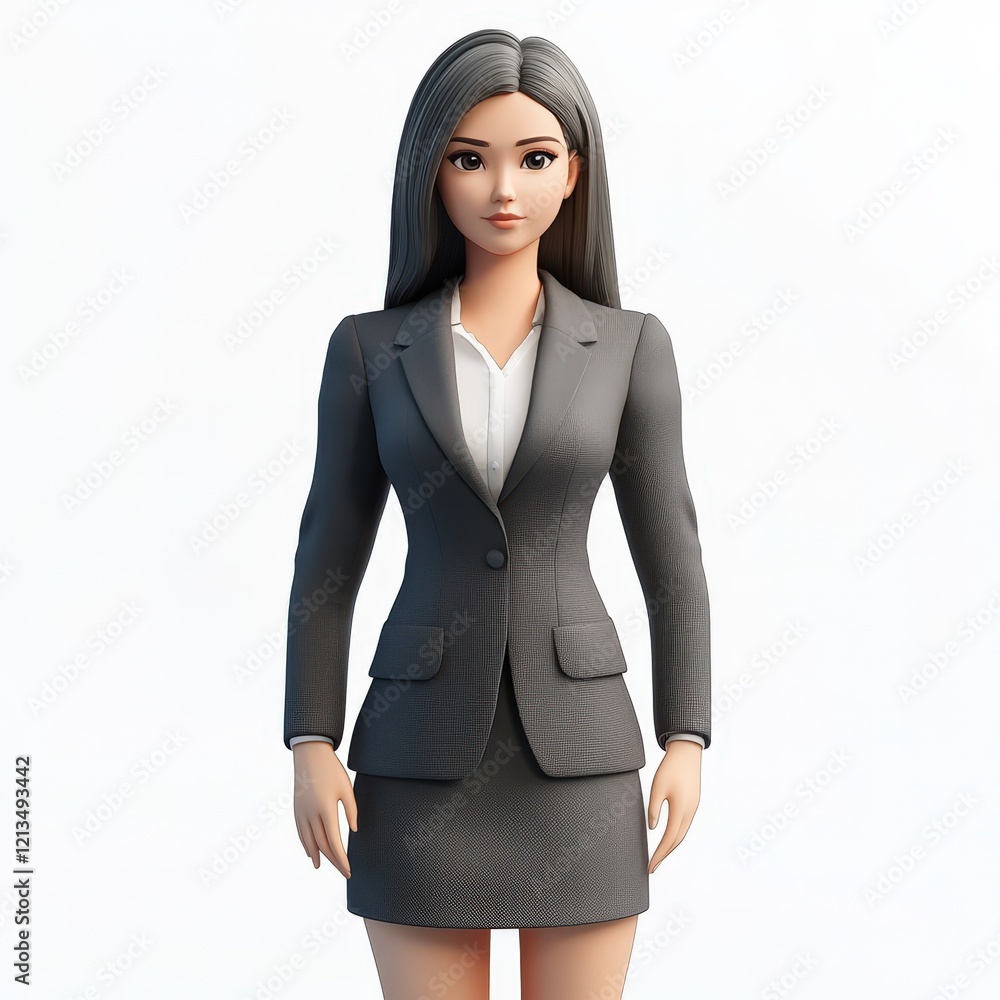 Wall mural Cartoon Businesswoman Wearing a Gray Suit