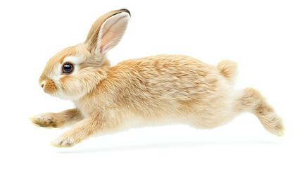 Fototapeta premium A rabbit is running on a white background