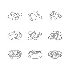Set of Doodle line Ramadan Dates Fruit