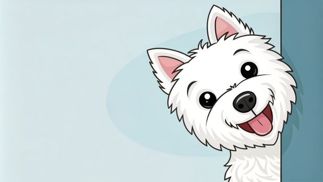West Highland White Terrier Cartoon Playful Peek-a-Boo Illustration, Art, Cute Dog, Pet Portrait Dog illustration, cartoon art