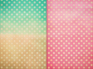 Inverted tile art, pink polka dots, retro landscape, AI generated.