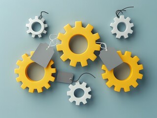 Interlocking Gears with Data Visualization Representing Organized Workflows