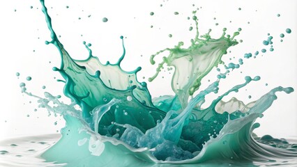 Aqua Splash Dynamic Teal and Green Paint Collision, Abstract Fluid Art, Photography paint splash, abstract art