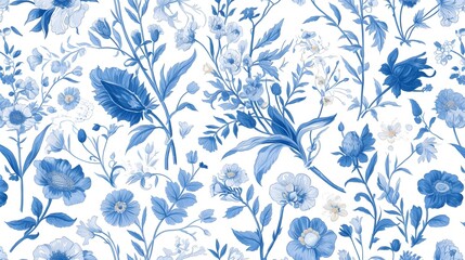 Traditional Dutch Delft blue and white pattern, featuring hand-painted floral designs