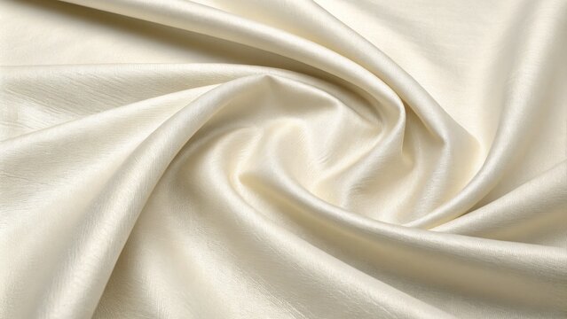 Cream Satin Fabric Drape Swirling Texture, Close-up, Luxurious Textile, Fabric Texture, Satin Background Fabric texture, satin