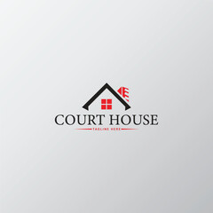 Court House real estate logo design vector template