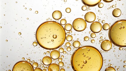 Golden Oil Bubbles Abstract Macro Photography, Close-up, Circular Composition, Fluid Dynamics oil bubbles, macro photography