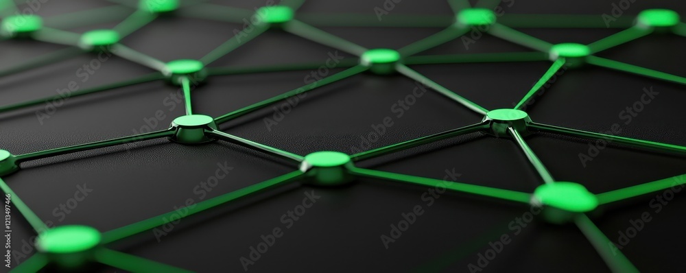 Poster ev car concept. abstract green network structure on a dark background, showcasing connections and no