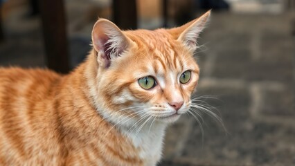 Orange Tabby Stray Cat Portrait, Photography Close-Up Shot Perfect for Pet Campaigns