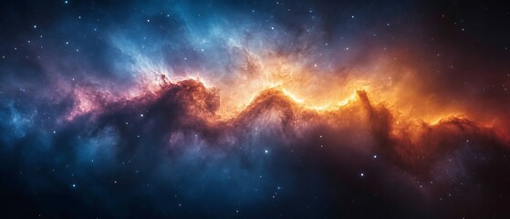 Naklejka premium Cosmic Nebula in Vibrant Hues.