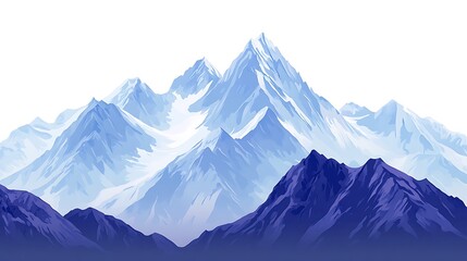 Fototapeta premium Clean white background showcasing tall snow-capped mountains