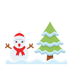 snowman tree flat style