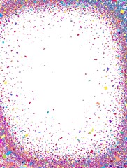 Naklejka premium Cheerful and bright border made of colorful confetti on white background, festive, celebration, backdrop, horizontal