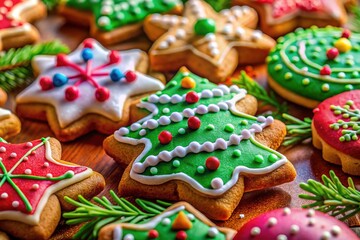 Royalty-free tilt-shift Christmas cookie photography.