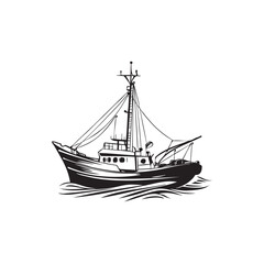 fish ship on white background