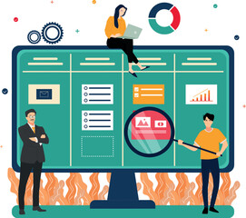 Marketing group working on presentation