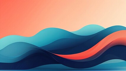 Fototapeta premium Abstract sunset waves, calm ocean, gradient colors, background design, website banner