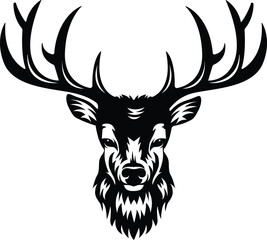 Deer head black white color design illustration vector