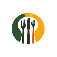 Restaurant logo design, fork, knife, spoon, food service, graphic design, abstract art