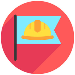 Fototapeta premium Flag rounded flat color icon. use for modern concept, print, UI, UX kit, web and app development. Vector EPS 10, related to labor day, industry, worker.