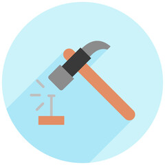 Hammer rounded flat color icon. use for modern concept, print, UI, UX kit, web and app development. Vector EPS 10, related to labor day, industry, worker.