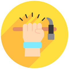 Obraz premium Hammer rounded flat color icon. use for modern concept, print, UI, UX kit, web and app development. Vector EPS 10, related to labor day, industry, worker.