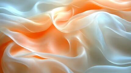 Obraz premium Draped Peach and White Sheer Fabric Abstract
