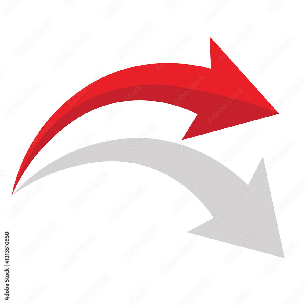 Poster 3d red arrow left direction single icon on a transparent background, arrow icon illustration vector 