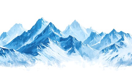 Obraz premium Snowy mountain range with pristine white background