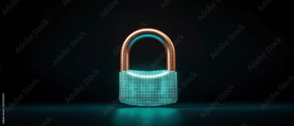 Aufkleber futuristic digital padlock cyber security network protection data encryption