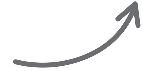 Round curl long arrow. Thin arrow curled symbol icon. Arrow swish sign.	