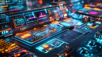 futuristic tech interface control panel - cyberpunk aesthetics
