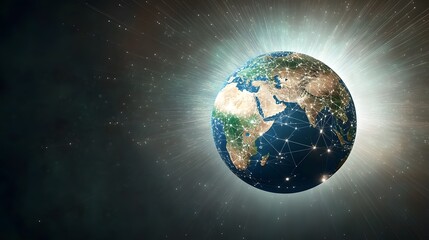 Obraz premium Global Network Connections Illuminated Earth