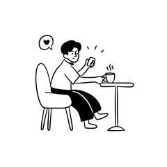 Fototapeta premium Enjoying Coffee and Browsing Smartphone