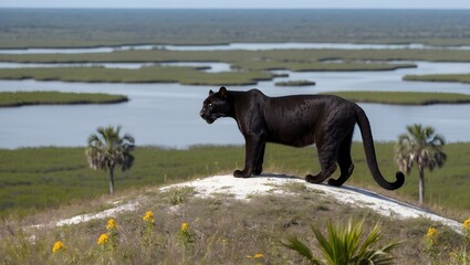 Obraz premium Guardian of the Glades: The Florida Panther's Majestic Overlook