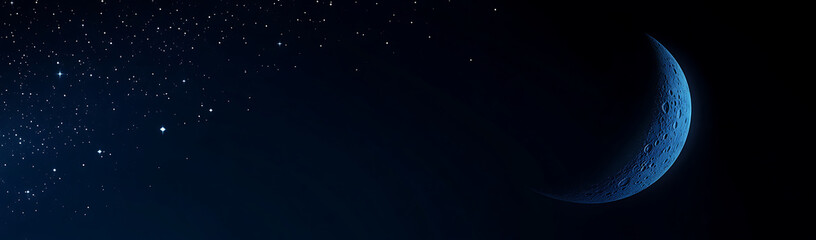 Fototapeta premium Crescent Moon and Starry Night Sky