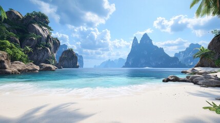 Naklejka premium Tranquil Tropical Beach Scene