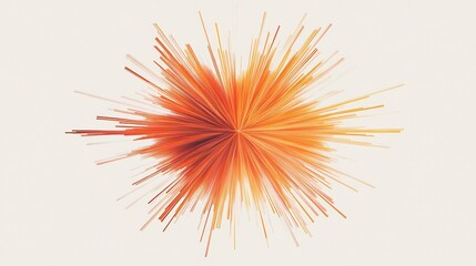 Warm orange abstract burst radiates energy dynamically across pale background. AI Generated