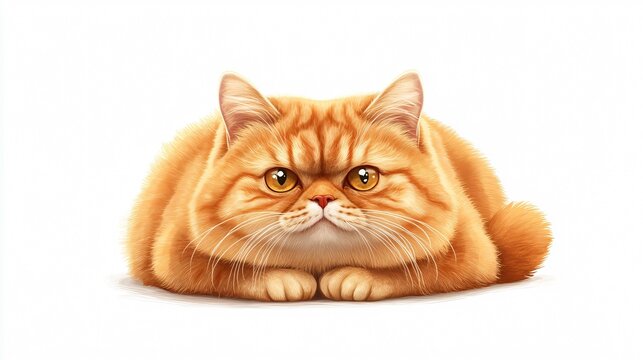 Adorable Chubby Orange Cat in Wide Angle Centered Shot - Perfect for Pet Lovers