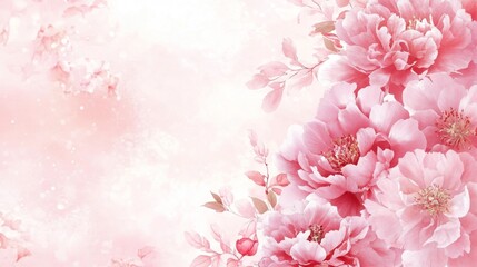 Soft pink peony flower petals in full bloom with delicate texture and gentle floral details, perfect for elegant nature backgrounds and botanical designs